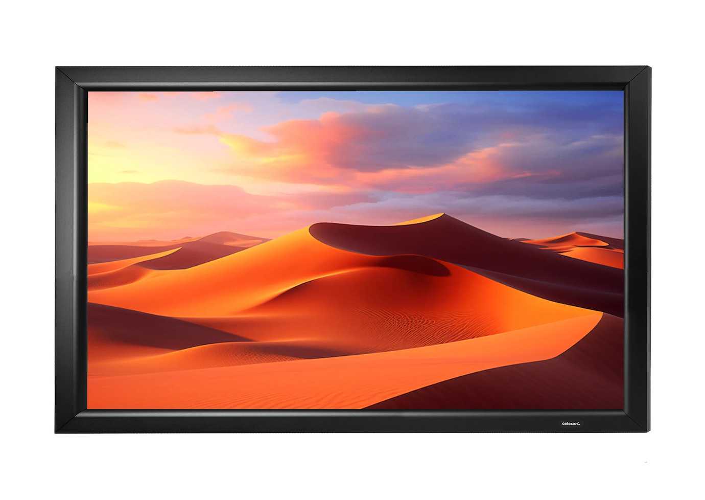 Celexon HomeCinema Frame Rahmenleinwand – Frontalansicht mit schwarzem Aluminiumrahmen